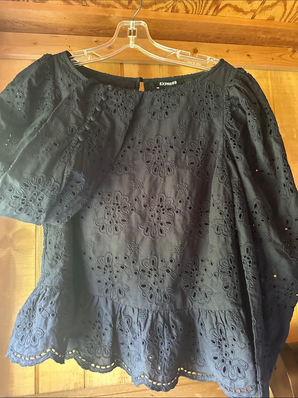 Express navy blue Eyelet Peplum Top 8261.5